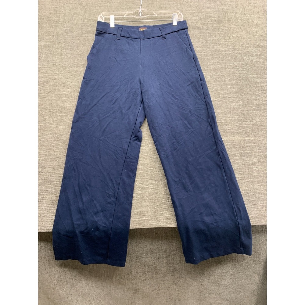 Lee Ultra Lux Comfort Wide Leg Pants Womens 8M Blue Nylon Stretch Regular Fit